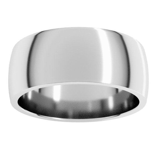 Sterling Silver Or Platinum Lightweight Comfort-Fit Half Round Band