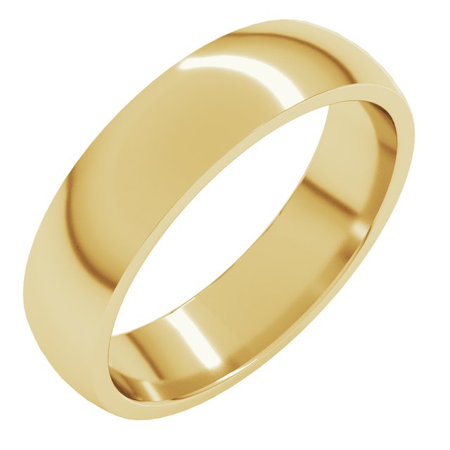 18K Yellow Or White Or Rose Gold Or Palladium Lightweight Comfort-Fit Half Round Band