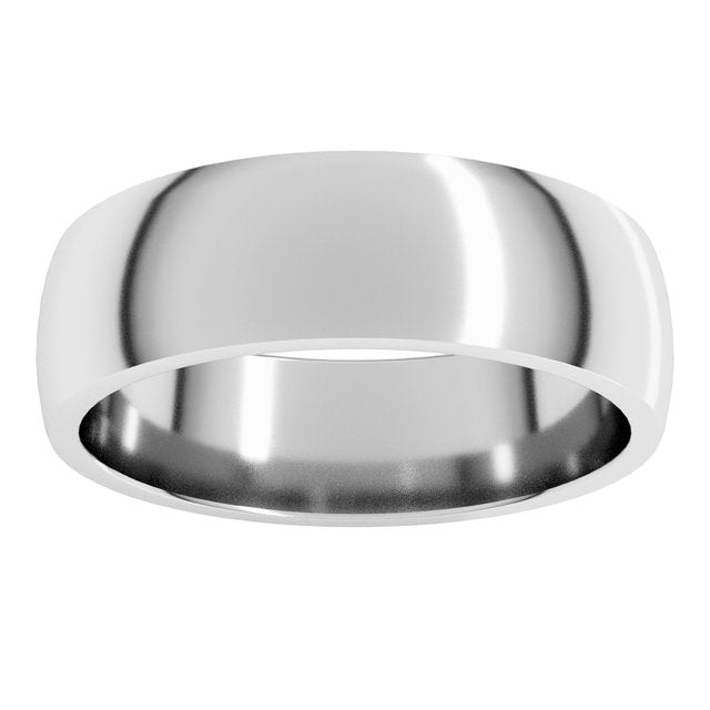 Sterling Silver Or Platinum Lightweight Comfort-Fit Half Round Band