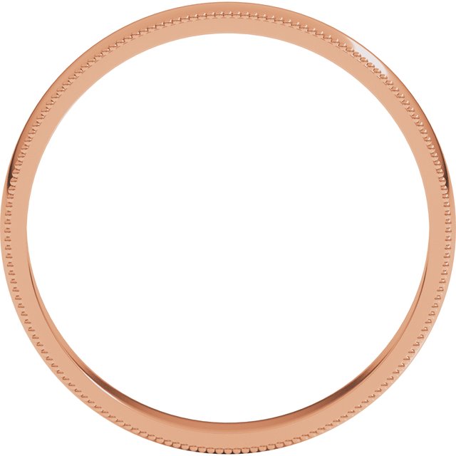 10K Yellow Or White Or Rose Gold Standard Lightweight Milgrain Half Round Band