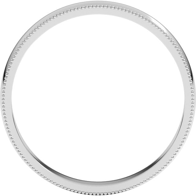 10K Yellow Or White Or Rose Gold Standard Lightweight Milgrain Half Round Band