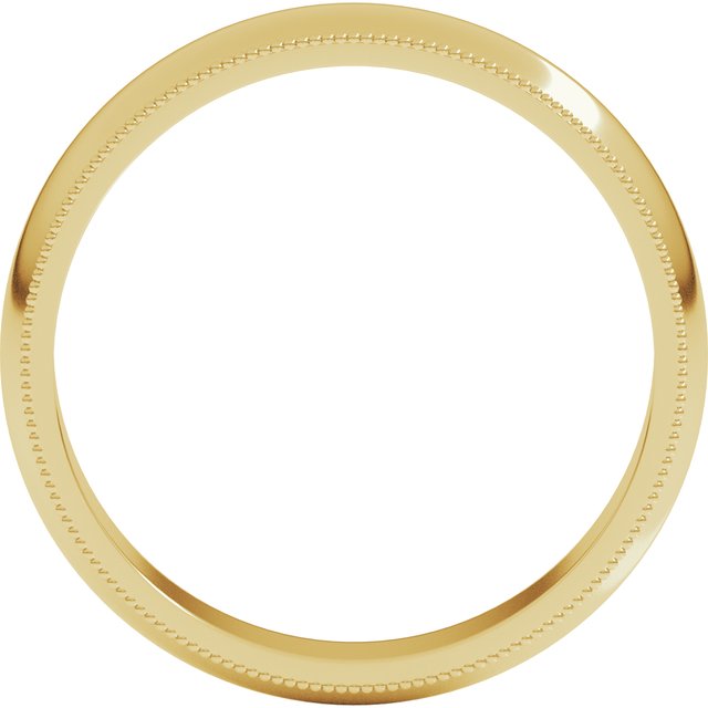 18K Yellow Gold Milgrain Standard Fit Half Round Band