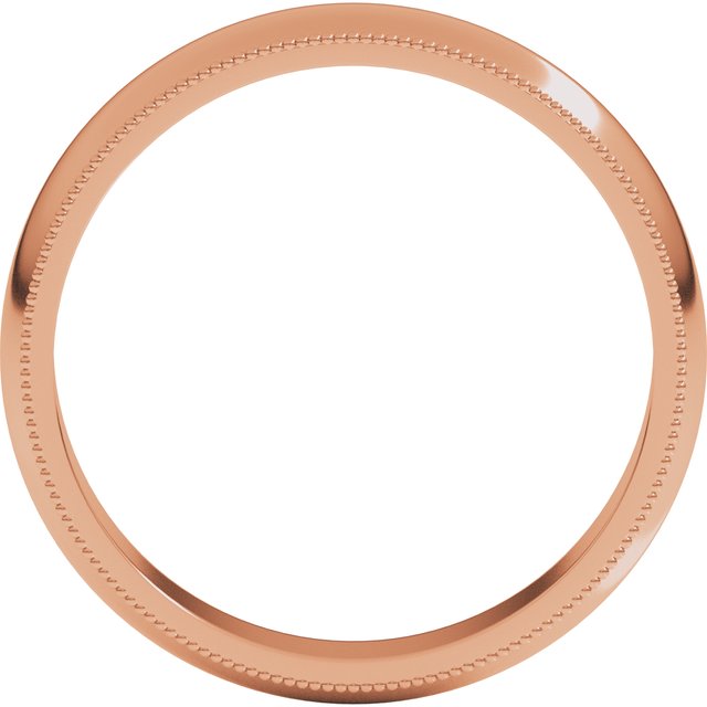 10K Yellow Or White Or Rose Gold Milgrain Standard Fit Half Round Band