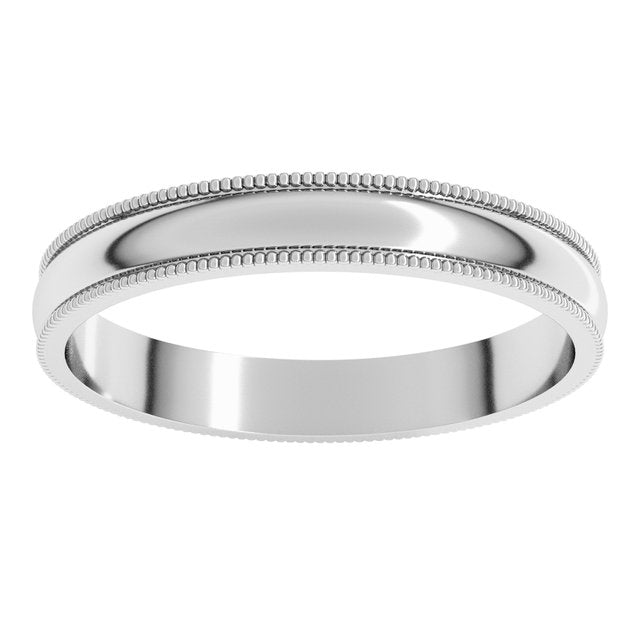10K Yellow Or White Or Rose Gold Standard Lightweight Milgrain Half Round Band