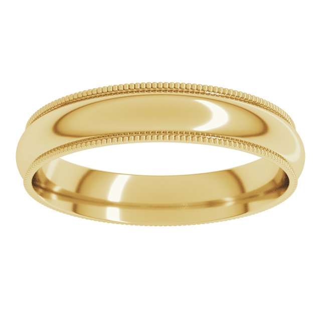 10K Yellow Or White Gold Standard Milgrain Comfort-Fit Half Round Band