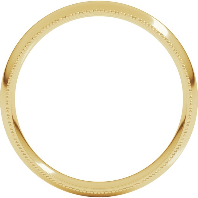 10K Yellow Or White Or Rose Gold Milgrain Half Round Comfort Fit Light Band