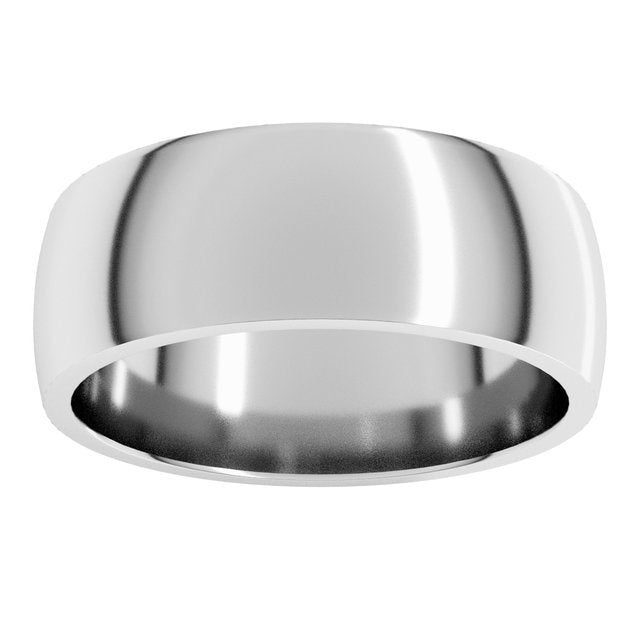Sterling Silver Or Platinum Lightweight Comfort-Fit Half Round Band