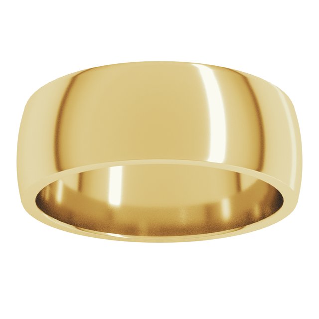 18K Yellow Or White Or Rose Gold Or Palladium Lightweight Comfort-Fit Half Round Band