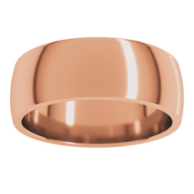 14K Yellow Or White Or Rose Gold Or Palladium Lightweight Comfort-Fit Half Round Band