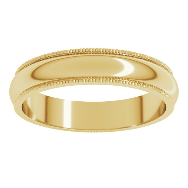 18K Yellow Gold Milgrain Standard Fit Half Round Band