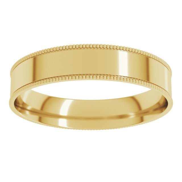 10K Yellow Or White Gold Standard Weight Milgrain Flat Comfort Fit Band