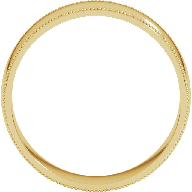 10K Yellow Or White Or Rose Gold Milgrain Half Round Comfort Fit Light Band