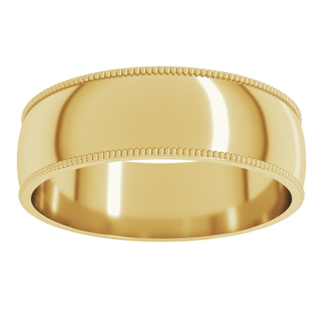 10K Yellow Or White Gold Standard Milgrain Comfort-Fit Half Round Band
