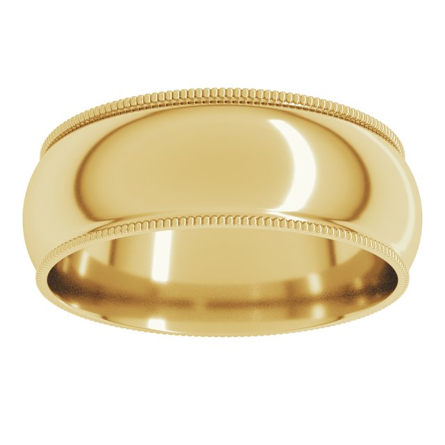 10K Yellow Or White Gold Standard Milgrain Comfort-Fit Half Round Band