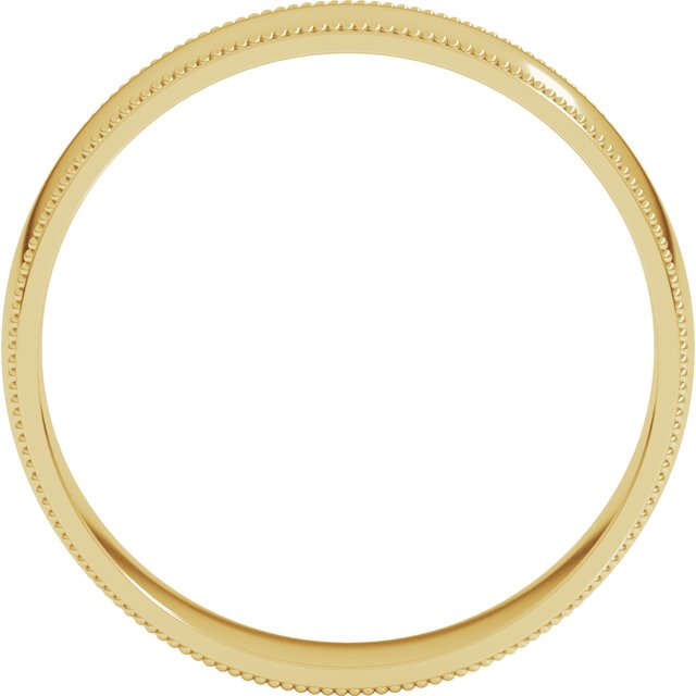 10K Yellow Or White Or Rose Gold Milgrain Half Round Comfort Fit Light Band