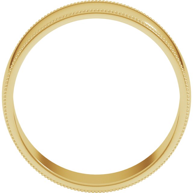 10K Yellow Or White Or Rose Gold Standard Lightweight Milgrain Half Round Band