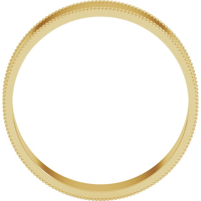 10K Yellow Or White Gold Standard Weight Milgrain Flat Comfort Fit Band