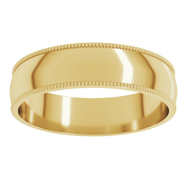 10K Yellow Or White Or Rose Gold Milgrain Half Round Comfort Fit Light Band