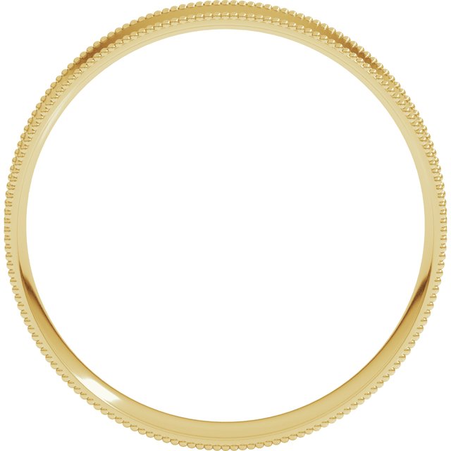 10K Yellow Or White Gold Standard Weight Milgrain Flat Comfort Fit Band
