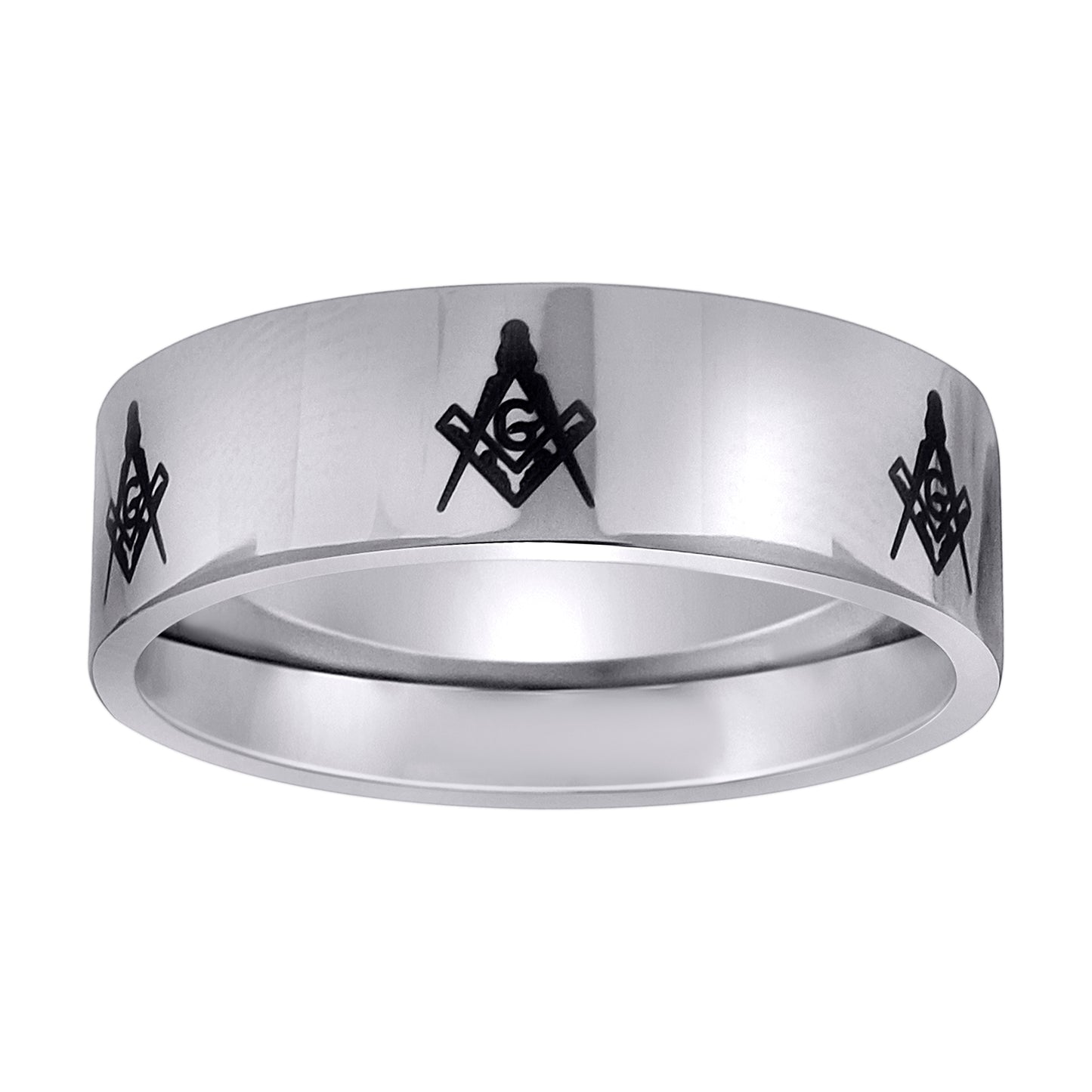 Stainless Steel Mens Masonic Polished Sizes 7 - 14 Comfort-Fit Fashion Bridal Anniversary Wedding Engagement Band Ring