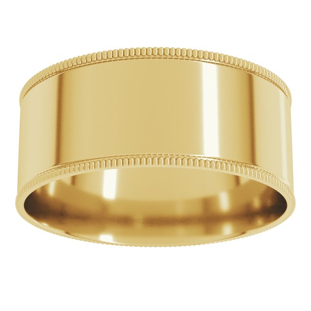 10K Yellow Or White Gold Standard Weight Milgrain Flat Comfort Fit Band