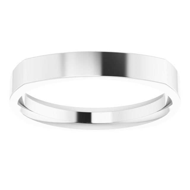 14K Yellow Or White Or Rose Gold Or Sterling Silver Or Platinum Standard Weight Comfort-Fit Square Band