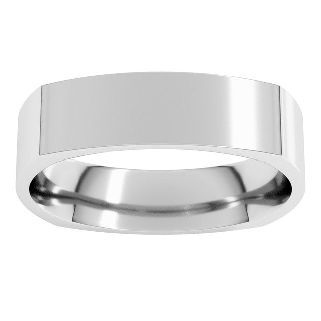 14K Yellow Or White Or Rose Gold Or Sterling Silver Or Platinum Standard Weight Comfort-Fit Square Band