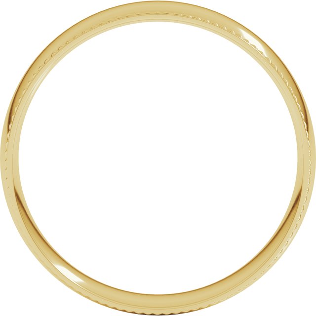 10K Yellow Or White Gold Standard Weight Rope Half Round Comfort Fit Band