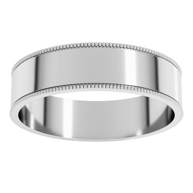 10K Yellow Or White Gold Standard Weight Milgrain Flat Comfort Fit Band