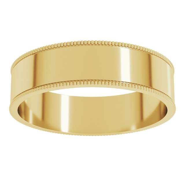 10K Yellow Or White Gold Standard Weight Milgrain Flat Comfort Fit Band