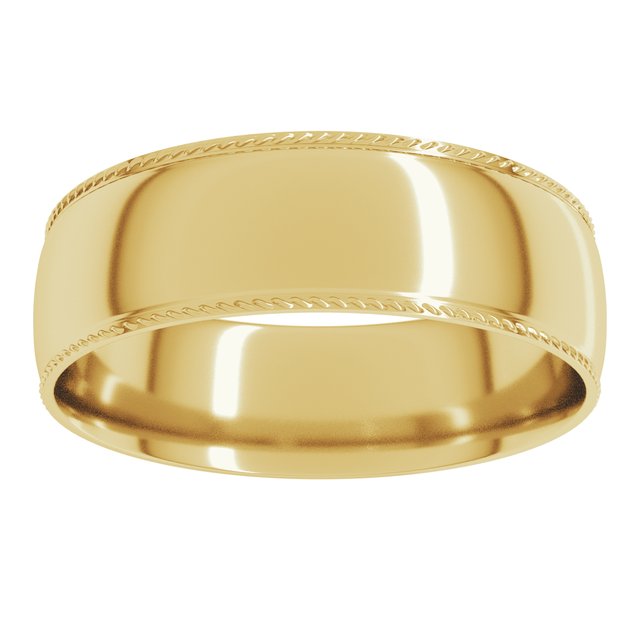 10K Yellow Or White Gold Standard Weight Rope Half Round Comfort Fit Band