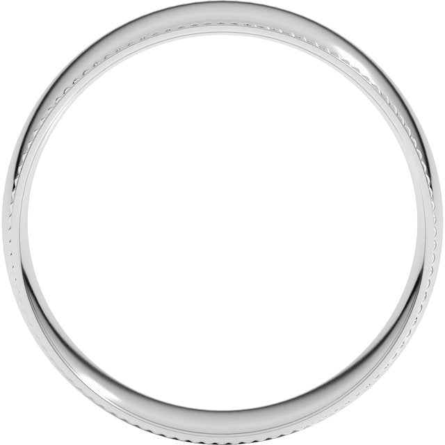 14K Yellow Or White Gold Or Sterling Silver Or Platinum Standard Weight Rope Half Round Comfort Fit Band