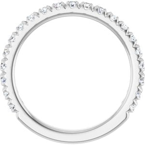 14K White Gold Round 2 Mm Polished 5/8 Ctw Lab-Grown Diamond French-Set Anniversary Band Size 7
