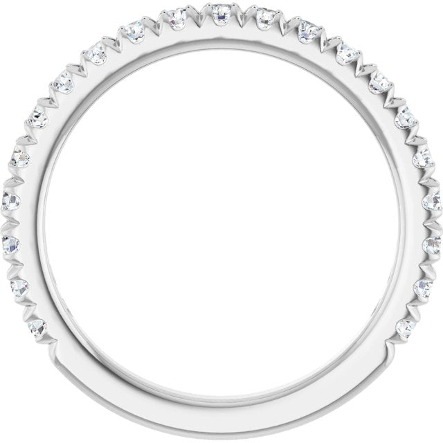 14K White Or Rose Gold Or Platinum Round Polished Natural Diamond French-Set Anniversary Band, Size: 7