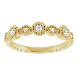 14K Yellow Gold Round 2 Mm Polished 1/8 Ctw Natural Diamond Anniversary Band Size 7