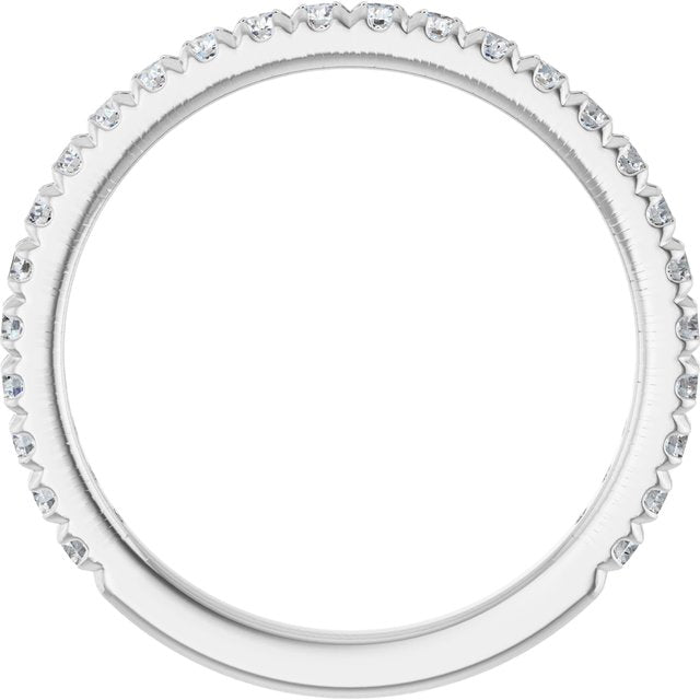 14K White Or Rose Gold Or Platinum Round Polished Natural Diamond French-Set Anniversary Band, Size: 7