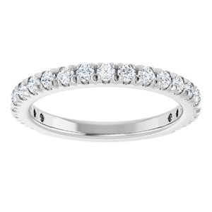 14K White Gold Round 2 Mm Polished 5/8 Ctw Lab-Grown Diamond French-Set Anniversary Band Size 7
