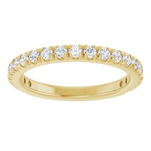 14K Yellow Gold Round 2 Mm Polished 5/8 Ctw Lab-Grown Diamond French-Set Anniversary Band Size 7