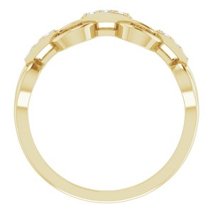 14K Yellow Gold Round Polished 1/10 Ctw Natural Diamond Link Ring Size 7
