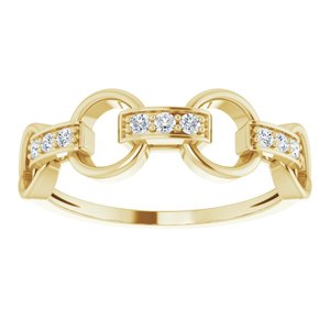 14K Yellow Gold Round Polished 1/10 Ctw Natural Diamond Link Ring Size 7