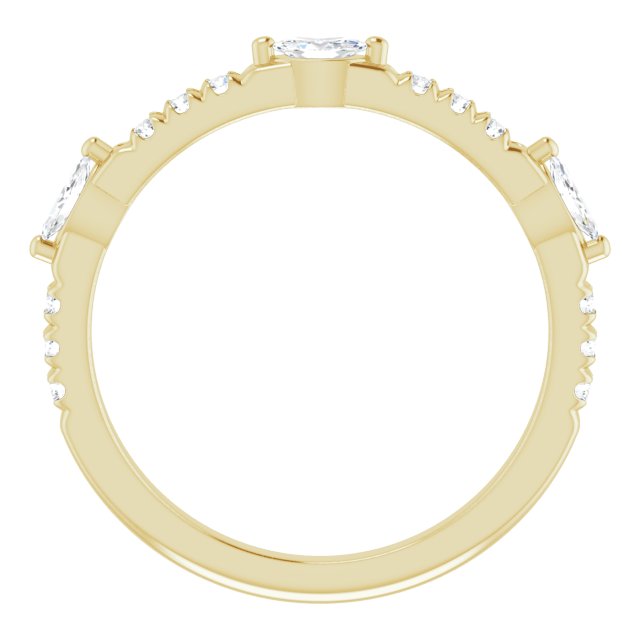 14K Yellow Gold Marquise 4 X 2 Mm Polished 3/8 Ctw Natural Diamond Anniversary Band, Size 7