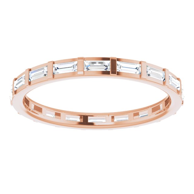 14K Rose Gold Straight Baguette 3 X 1.25 Mm Si2-Si3, Ghi Polished 1/2 Ctw Natural Diamond Eternity Band, Size 7.5