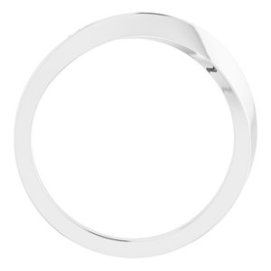 14K White Gold Round Polished .03 Ctw Natural Diamond Wave Ring Size 7