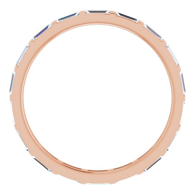 14K Rose Gold Straight Baguette 3 X 1.25 Mm Si2-Si3, Ghi Polished 1/2 Ctw Natural Diamond Eternity Band, Size 7.5