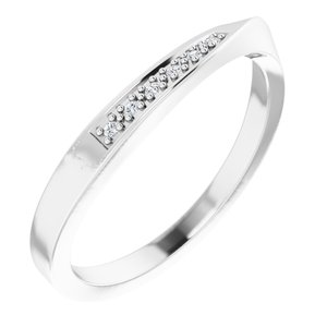 14K White Gold Round Polished .03 Ctw Natural Diamond Wave Ring Size 7