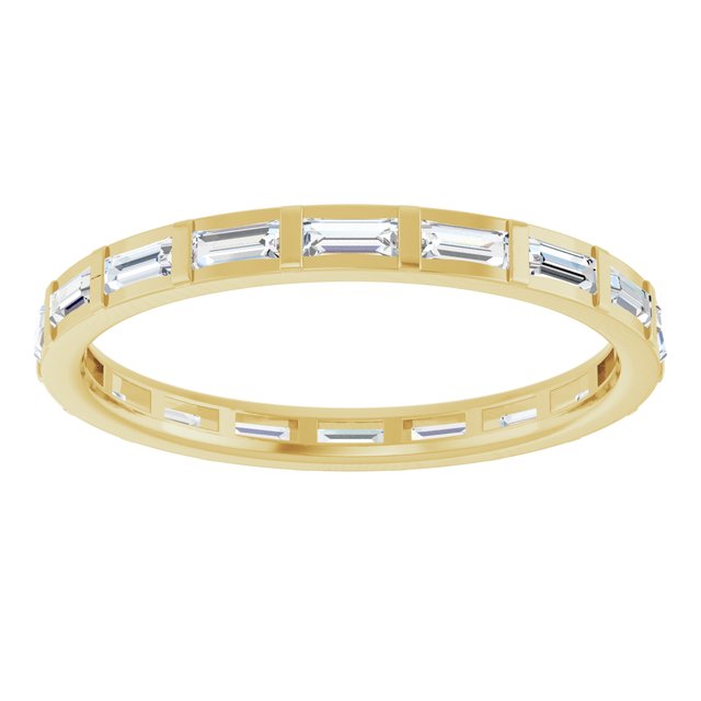 14K Yellow Gold Straight Baguette 3 X 1.25 Mm Si2-Si3, Ghi Polished 1/2 Ctw Natural Diamond Eternity Band, Size 7