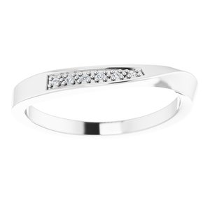 14K White Gold Round Polished .03 Ctw Natural Diamond Wave Ring Size 7