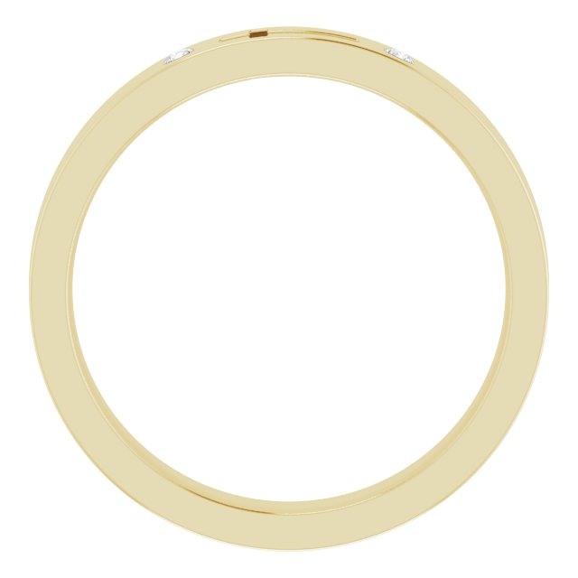 14K Yellow Gold Round 1.5 Mm Polished .03 Ctw Natural Diamond Pierced Cross Stackable Ring, Size 7