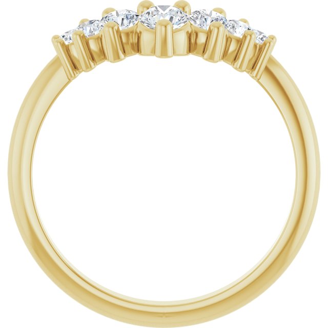 14K Yellow Or White Or Rose Gold Or Platinum Round Polished Natural Diamond Contour Band
