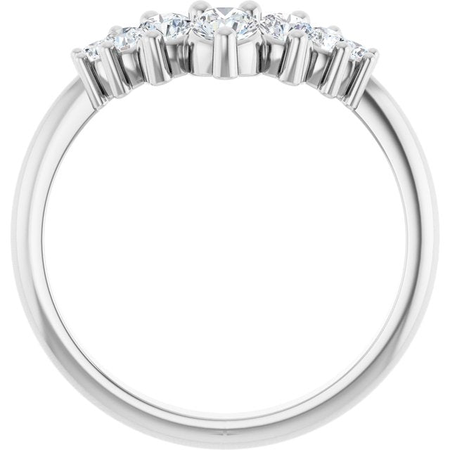 14K Yellow Or White Or Rose Gold Or Platinum Round Polished Natural Diamond Contour Band